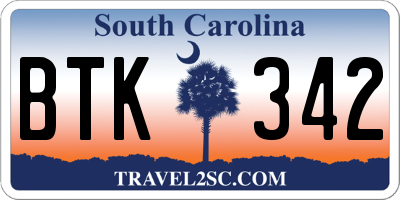 SC license plate BTK342