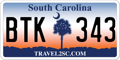 SC license plate BTK343