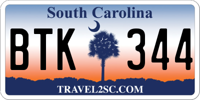 SC license plate BTK344