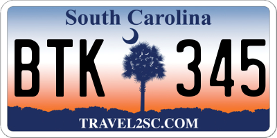 SC license plate BTK345