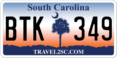 SC license plate BTK349