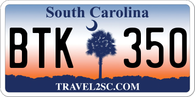SC license plate BTK350