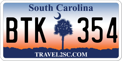 SC license plate BTK354