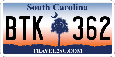 SC license plate BTK362