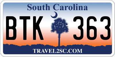 SC license plate BTK363