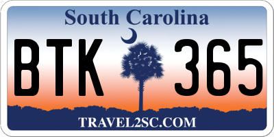 SC license plate BTK365