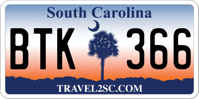 SC license plate BTK366