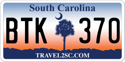 SC license plate BTK370