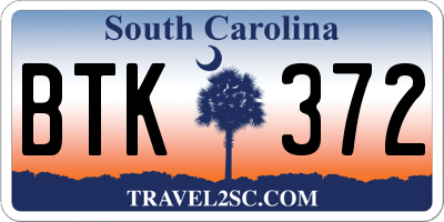 SC license plate BTK372