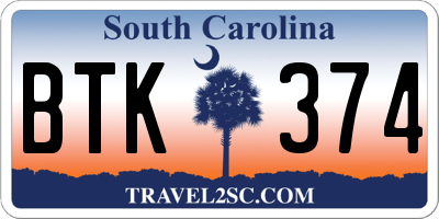 SC license plate BTK374