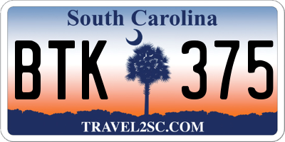 SC license plate BTK375
