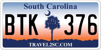 SC license plate BTK376