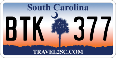 SC license plate BTK377