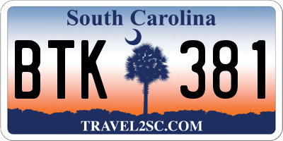 SC license plate BTK381