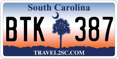 SC license plate BTK387