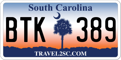 SC license plate BTK389