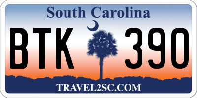 SC license plate BTK390