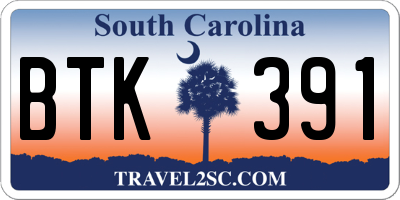 SC license plate BTK391
