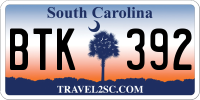 SC license plate BTK392