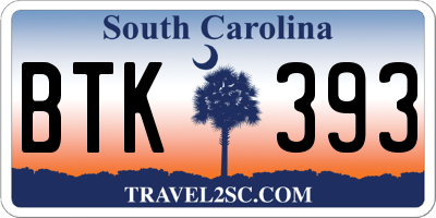 SC license plate BTK393