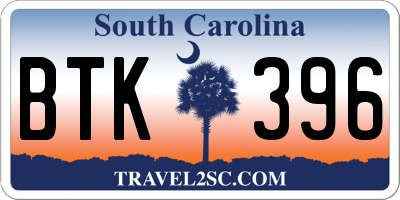 SC license plate BTK396