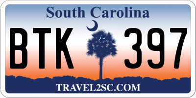 SC license plate BTK397