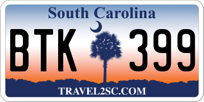 SC license plate BTK399
