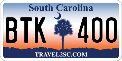 SC license plate BTK400