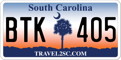SC license plate BTK405