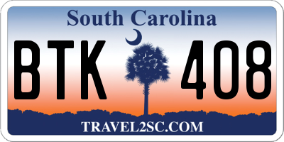 SC license plate BTK408