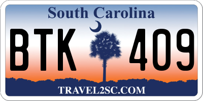 SC license plate BTK409