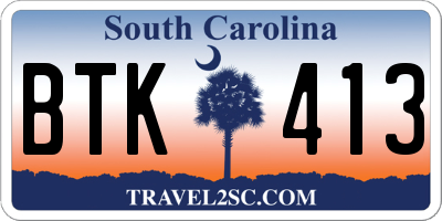 SC license plate BTK413
