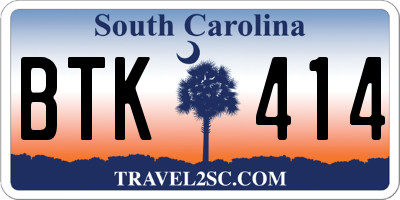 SC license plate BTK414