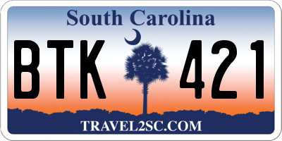 SC license plate BTK421