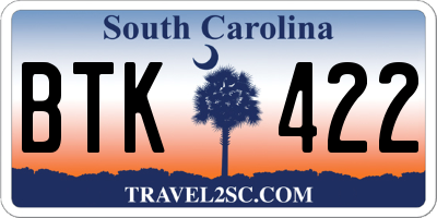 SC license plate BTK422