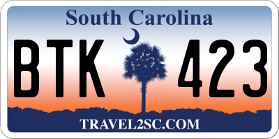 SC license plate BTK423