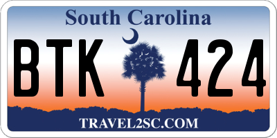 SC license plate BTK424