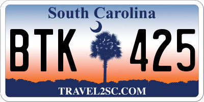 SC license plate BTK425
