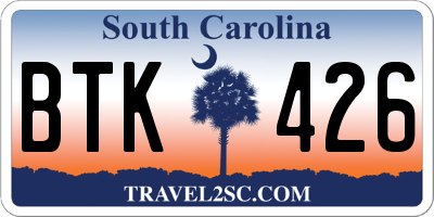 SC license plate BTK426