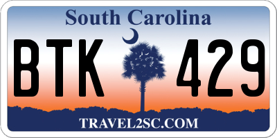 SC license plate BTK429