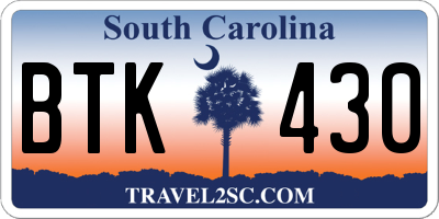 SC license plate BTK430