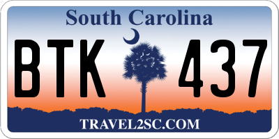 SC license plate BTK437