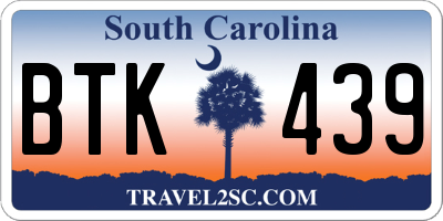 SC license plate BTK439