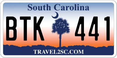 SC license plate BTK441