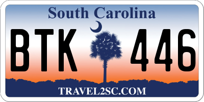 SC license plate BTK446