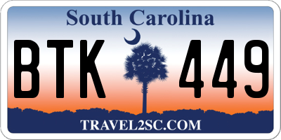 SC license plate BTK449