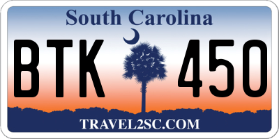 SC license plate BTK450