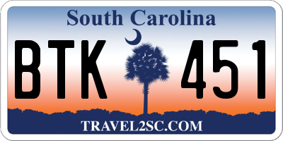 SC license plate BTK451