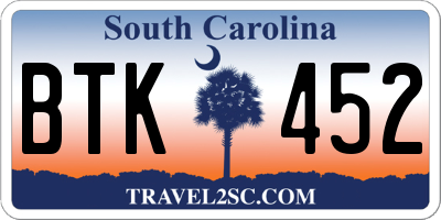 SC license plate BTK452