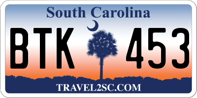 SC license plate BTK453